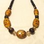Dichroic and mixed bead necklace neutral tones handmade 24 inches springring clasp ll3516
