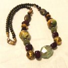 Mixed bead necklace neutral tones handmade 24 inches springring clasp ll3517