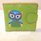 Olive green wallet with embroidered owl girls teens ladies well organized excellent ll3526