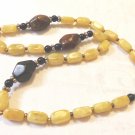 Opera length mixed bead necklace onyx and Bakelite look 34 inches perfect vintage ll3529