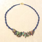 Elegant necklace abalone and faceted dark aurora borealis 24 inches clasp perfect handmade ll3530