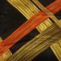Anne Klein 22 inch silk scarf crisscrossed board like bands black rust, tan vintage ll3531