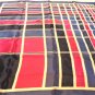 Italian made acetate scarf retro plaid square copper navy teal loden vintage ll3545