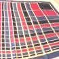 Italian made acetate scarf retro plaid square copper navy teal loden vintage ll3545