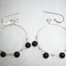 Black Beaded Hoops