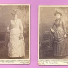Two CDVs Carte de Visite Ladies Hoop Skirts Hats Wisconsin Antique Photos