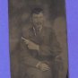 Tintype Antique Photo Guy with Pistol Gun Trimmed