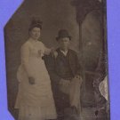 Tintype Photo Very Short Woman and Gent Damaged and Trimmed