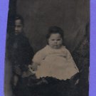 Tintype Photo Chubby Fat Baby Girl Unhappy Face