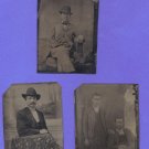 Lot of 3 Tintypes Gents with Large Hats Antique Photo