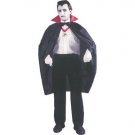 45 in Black Vampire Costume Short Costume Cape Fabric with Red Satin Stand-up Collar