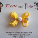Yellow/White Dots Hair Bow