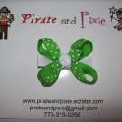 Green/White Dots Hair Bow