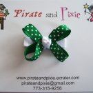 Green/White Dots Hair Bows