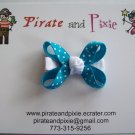 Turqoise/White Dots Hair Bow