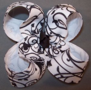 B&W Garden Swirl hair bow