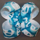 Turqoise Camo Peace hair bow