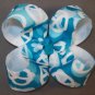 Turqoise Camo Peace hair bow