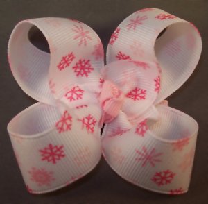 Pink Snowflake hair bow