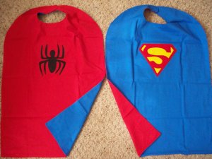 Reversible Spiderman superhero cape / Superman superhero cape