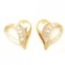 Heart Shaped Stud Pierced Earrings with crystal stones