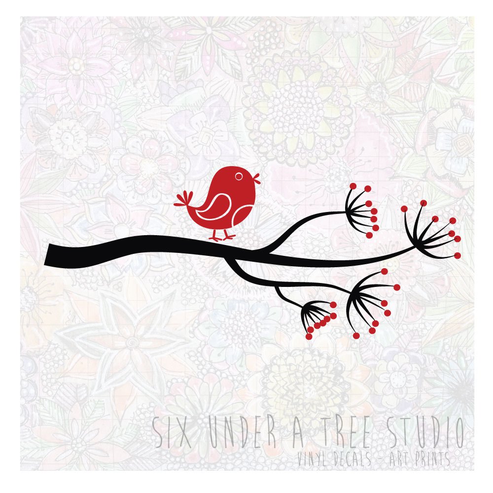 Bird Sitting on a Branch Wall Vinyl Decals Art Graphics Stickers