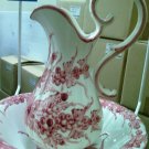 Hand Painted Water Pitcher and Wash Basin European Hand Made Porcelain Set