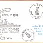 USS MANLEY DD-940 FDIC 1971 Naval Cover