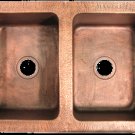 Double Bowl Undermount Antique Finish Copper Sink