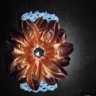 Blue Crocheted Headband with Flower
