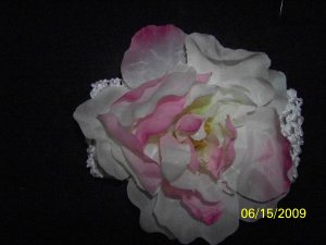 White Crocheted Headband with Flower