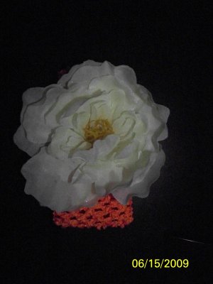 Orange Crocheted Headband with Flower