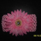 Pink Crocheted Headband with Flower