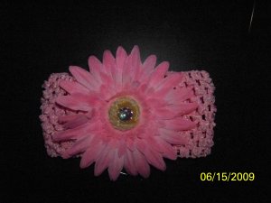 Pink Crocheted Headband with Flower