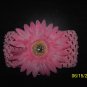 Pink Crocheted Headband with Flower
