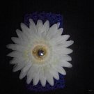 Blue Crocheted Headband with Flower