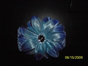 Blue Crocheted Headband with Flower