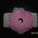 White Crocheted Headband with Flower