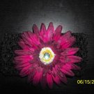 Black Crocheted Headband with Flower