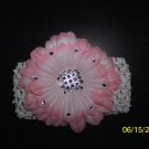 White Crocheted Headband with Flower