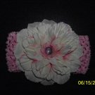 Pink Crocheted Headband with Flower