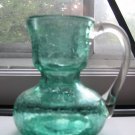 Crackle Glass Pitcher With Clear Handle Very Cute Piece
