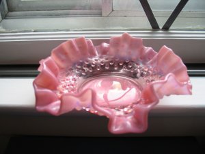 Fenton Cranberry Fluted Hobnail Dish Very Pretty Piece