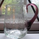 Crackle Glass Mug With Amethyst Ribbed Handle Hand Blown