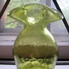 Crackle Glass Fluted Vase Hand Blown