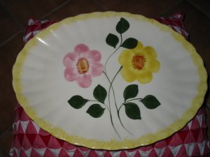 Blue Ridge Pottery Large Platter Yellow & Pink Flowers Nice Piece