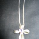 Sterling Silver Cross with Purple Stone and Chain Very Nice Piece