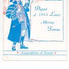 Digest Of 1963 Laws Affecting Towns Association of Towns New York State Vintage Item