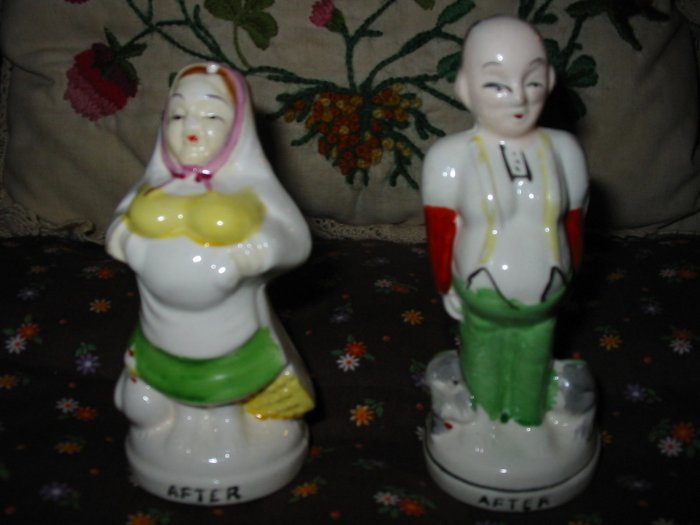 Vintage Before and After Bride and Groom Salt and Pepper Shakers Very