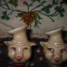 Vintage Chef Pig  Salt and Pepper Shakers Very Nice